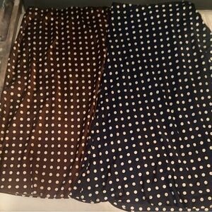 SHEIN POLKA DOT SATIN SKIRT BUNDLE (2) NAVY + BROWN | ELEGANT MIDI SKIRTS SIZE L